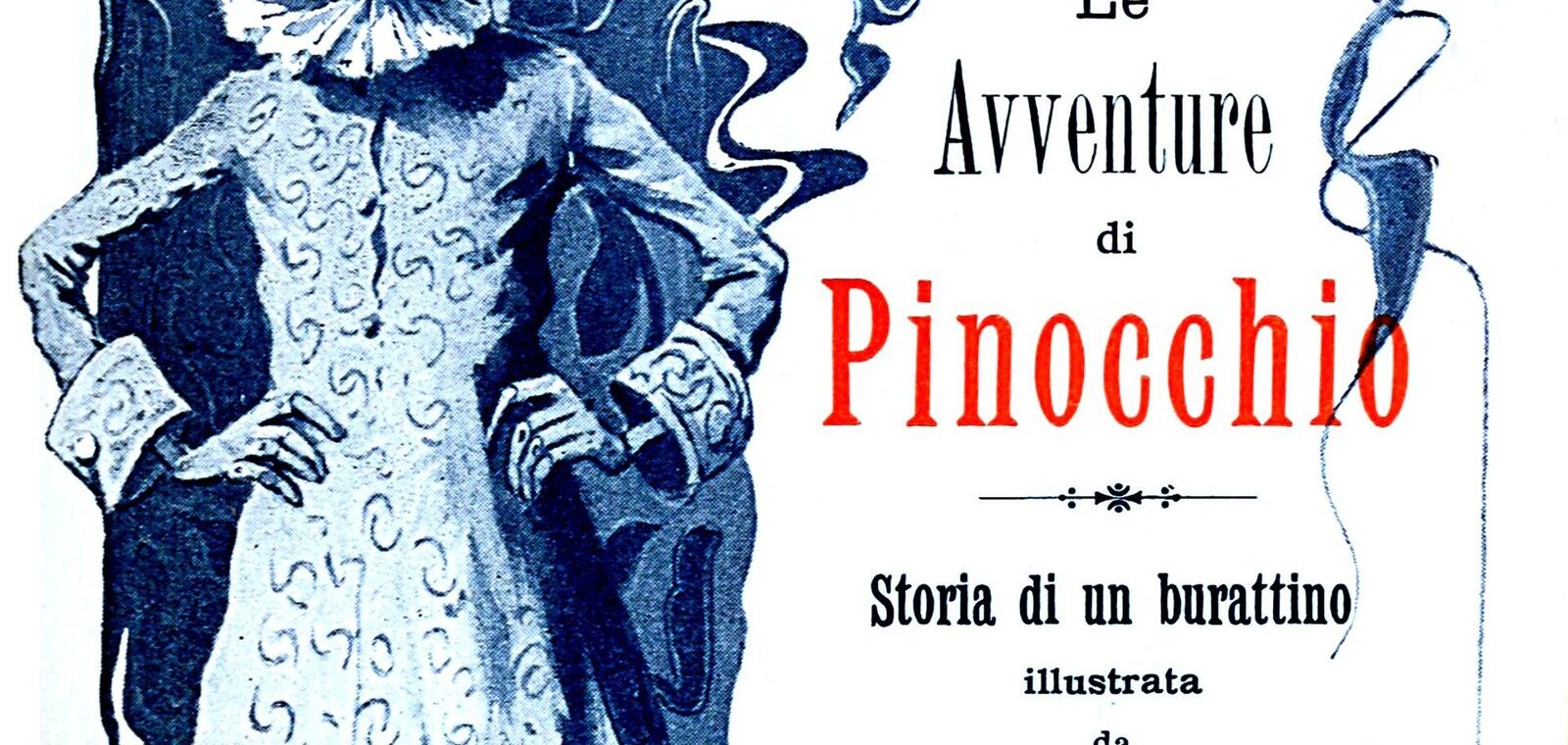 Couverture illustrée ancienne des Aventures de Pinocchio de Carlo Collodi